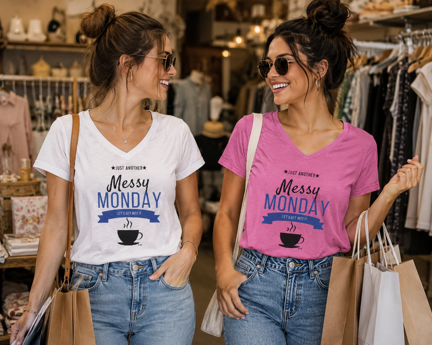 Messy Monday Tee — Ladies V-Neck - Image 2
